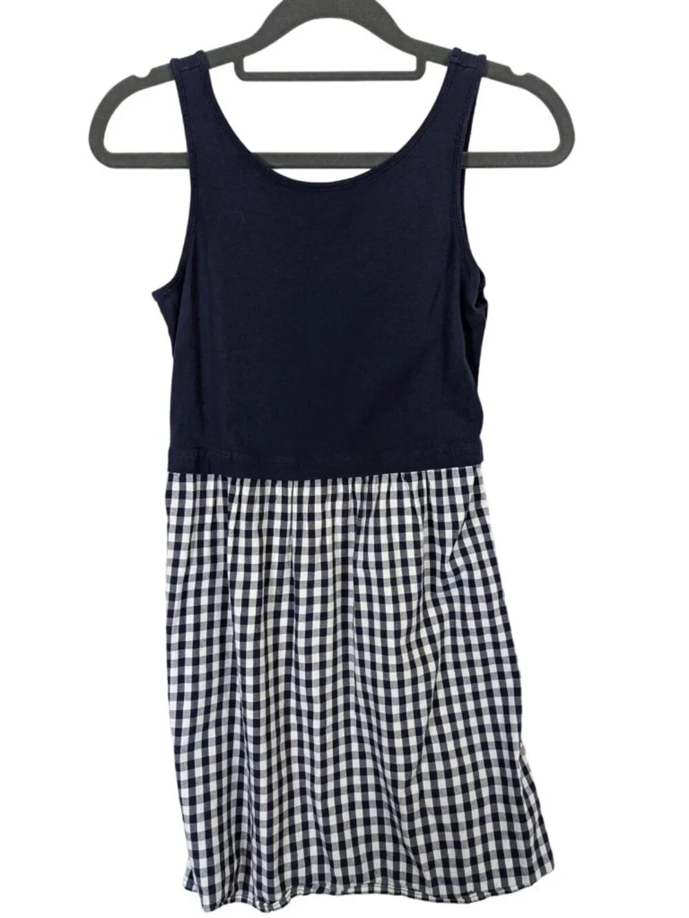 Old Navy Dress Girls size L 10 12 Blue Nautical Pullover Gingham Check Sailor